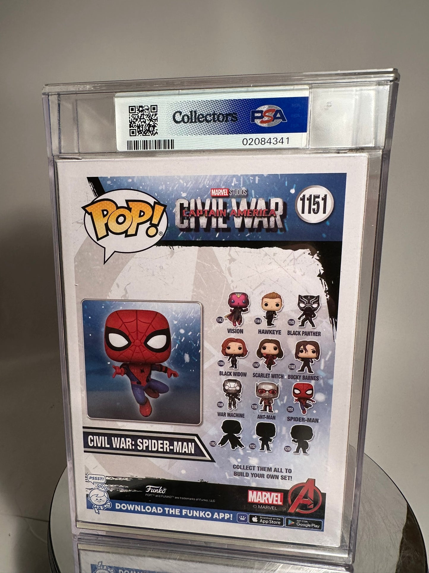 Spider-Man - Civil War: Spider-Man 1151 (Amazon Exclusive) PSA Graded 8/10 Funko Pop!