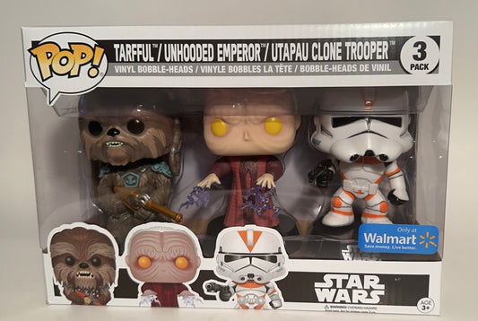 Star Wars - Tarfful/Unhooded Emperor/ Utapau Clone Trooper (Walmart Exclusive) 3 Pack Funko Pop!