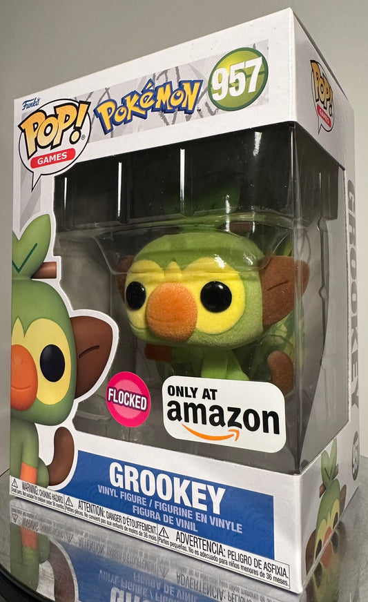 Pokemon - Grookey 957 FLOCKED (Amazon Exclusive) Funko Pop!