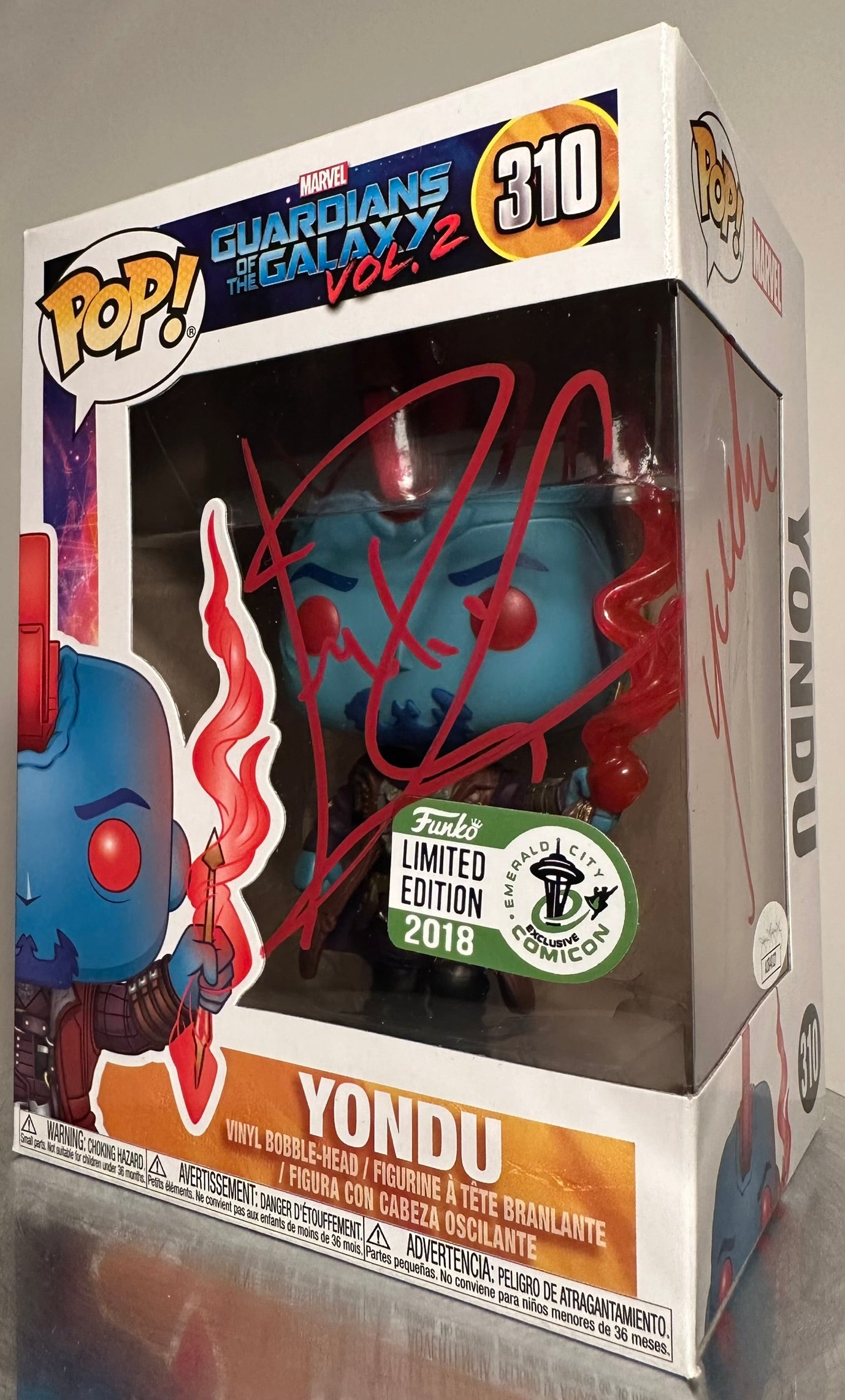 Marvel - Yondu 310 Emerald City Comicon 2018 Limited Edtion AUTOGRAPHED Funko Pop!